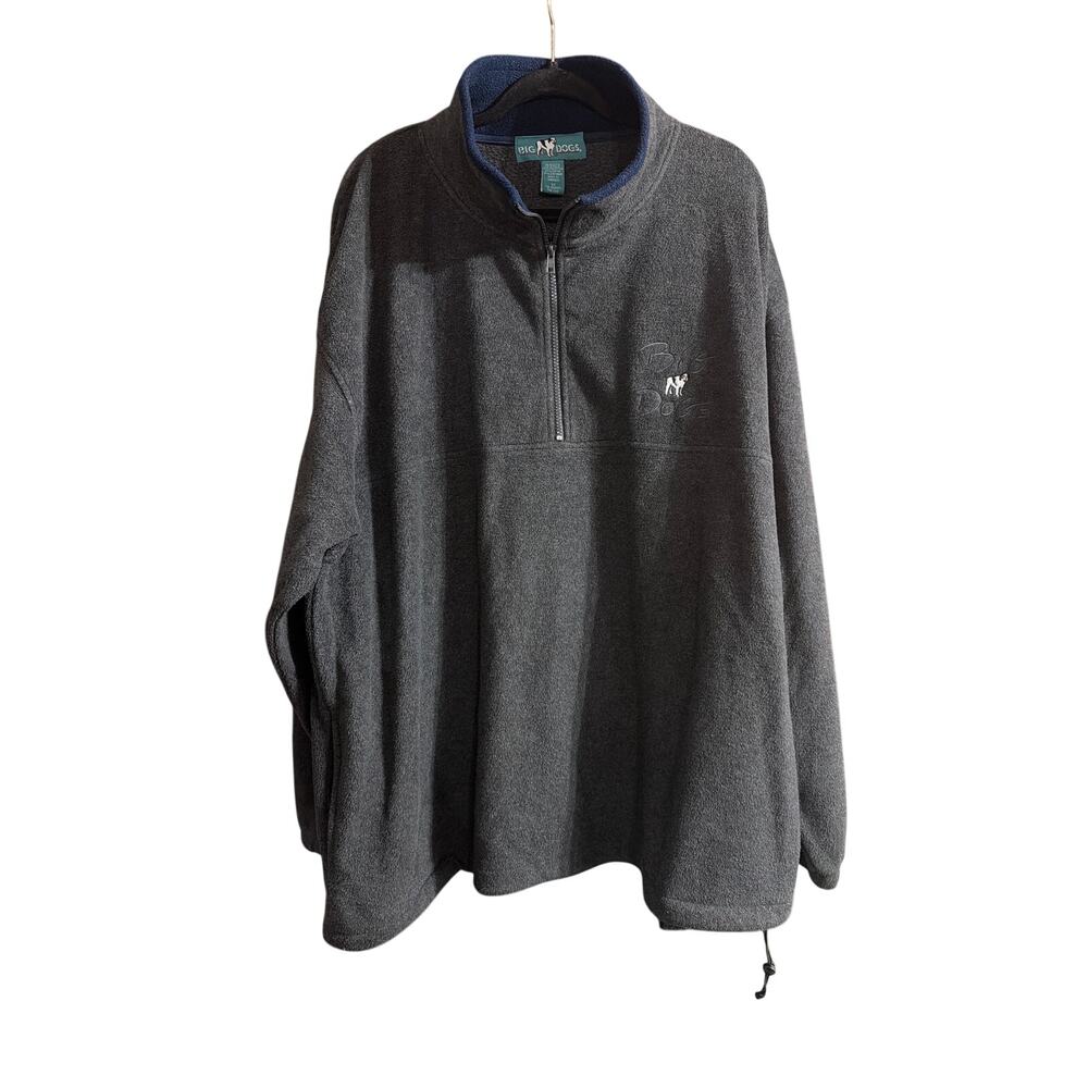 Big Dogs Men's Quarter 1/4 Zip Pullover Fleece Embroidered Gray Jacket Size 3X
